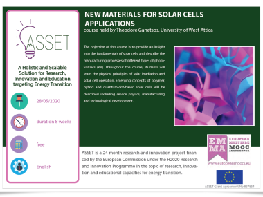New Materials for Solar Cells Applications